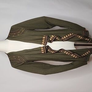 Cupio Olive Green Embroidered Women's Sweater Size Large